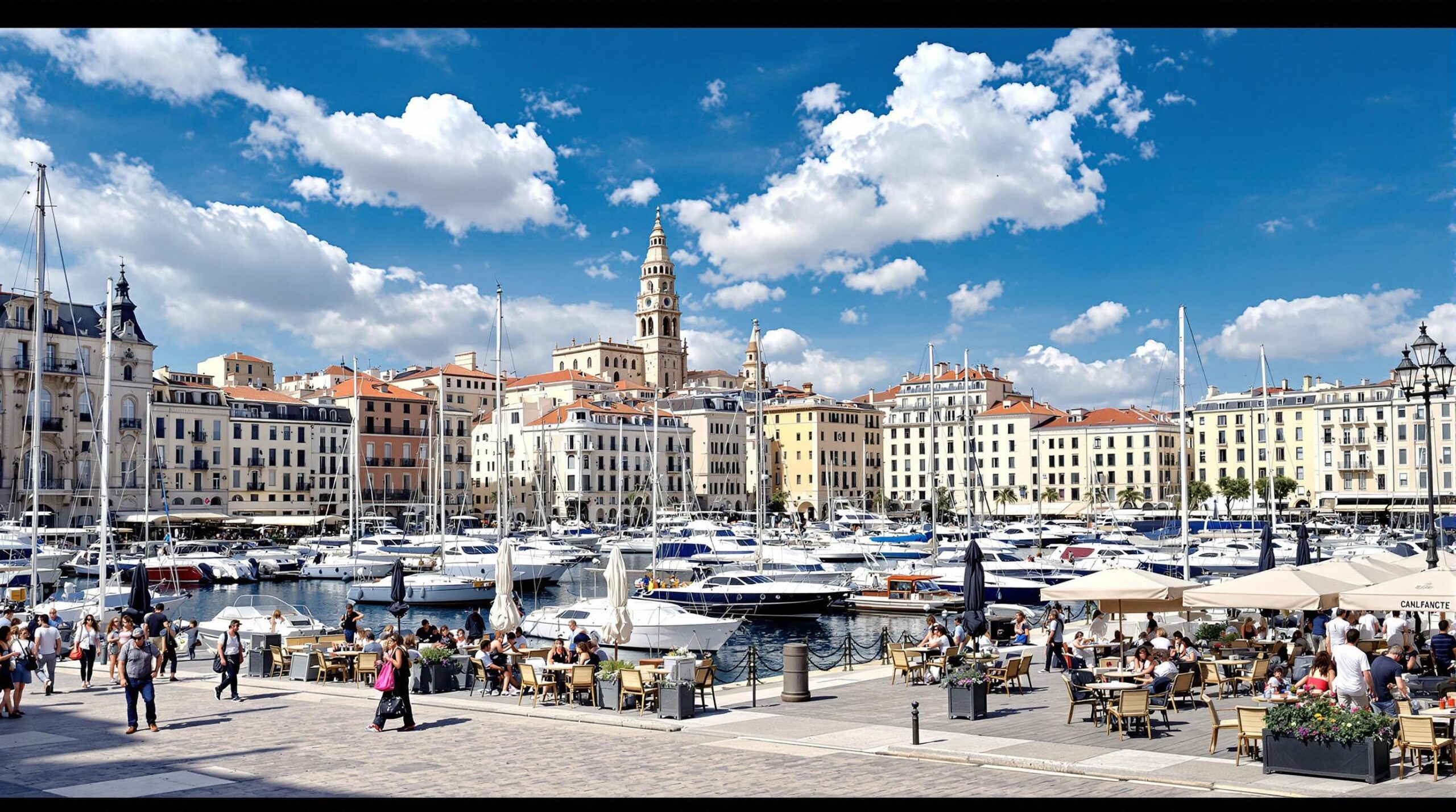hébergement Marseille : vue panoramique du Vieux-Port avec ses hébergements