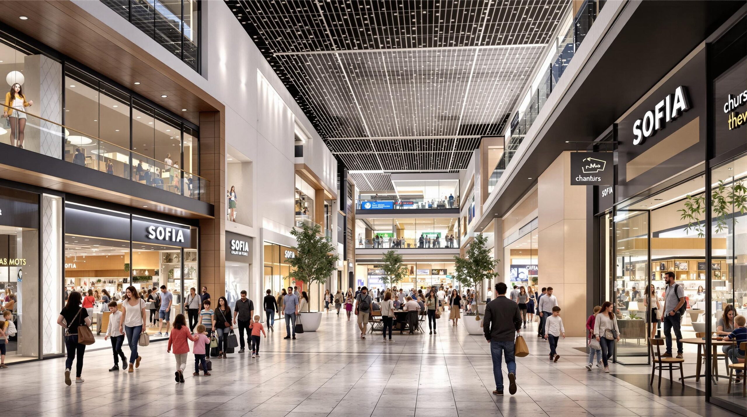 centres commerciaux Sofia : vue extérieure moderne d'un centre commercial à Sofia