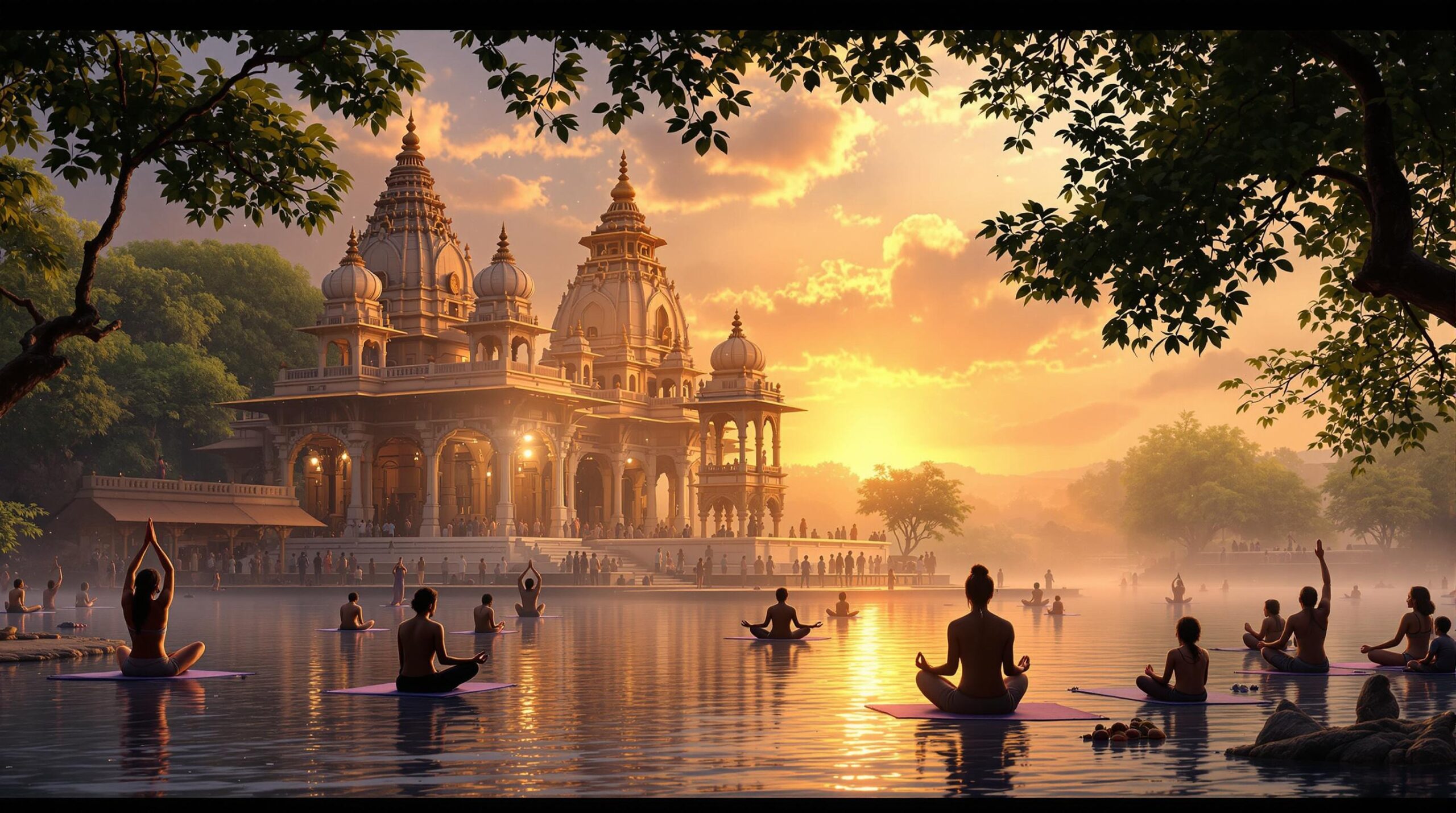 voyage spirituel en Inde : méditation au lever du soleil dans un temple indien ancien