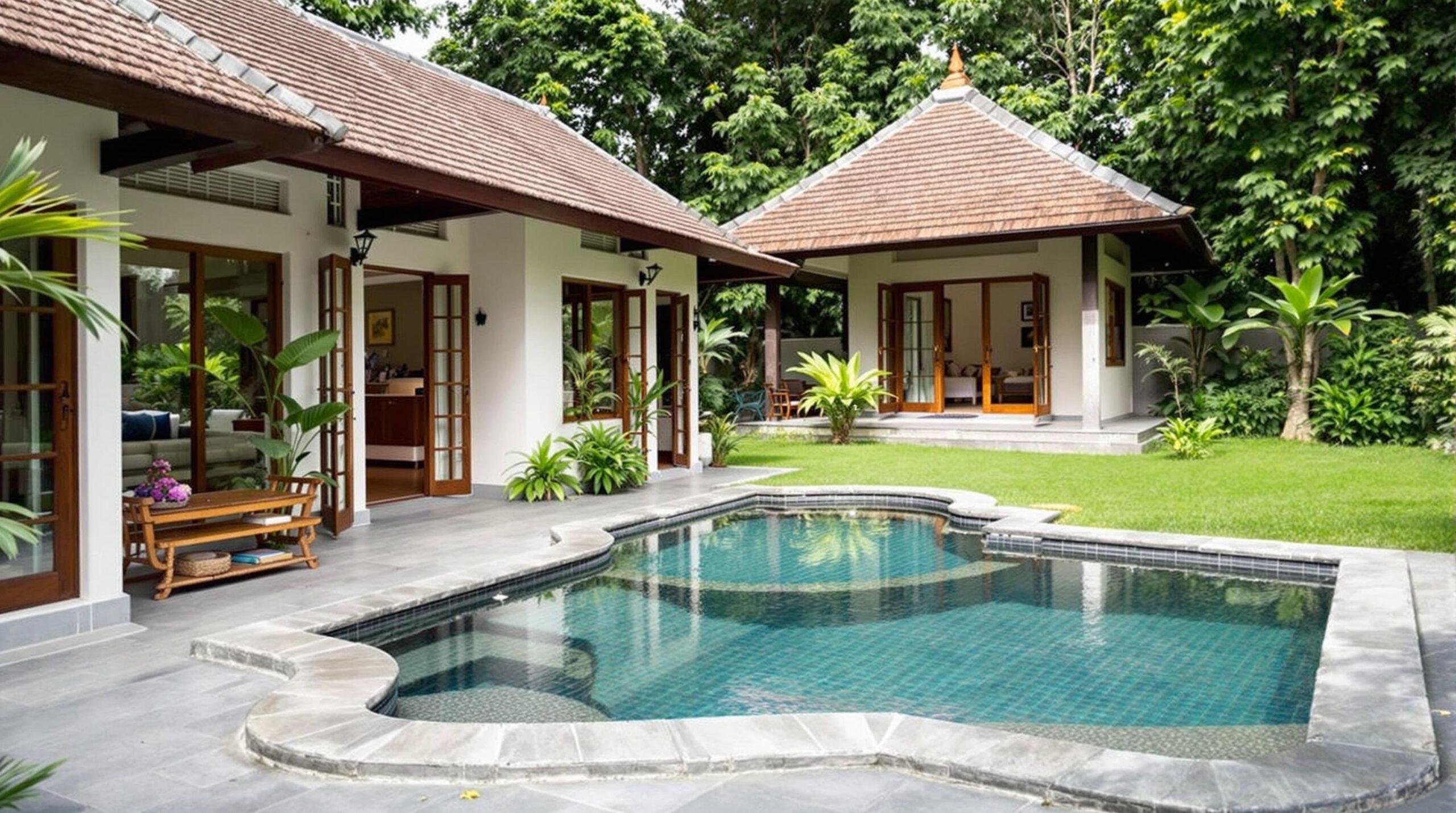 hébergement à Bali : un hôtel de charme traditionnel balinais niché dans la nature luxuriante