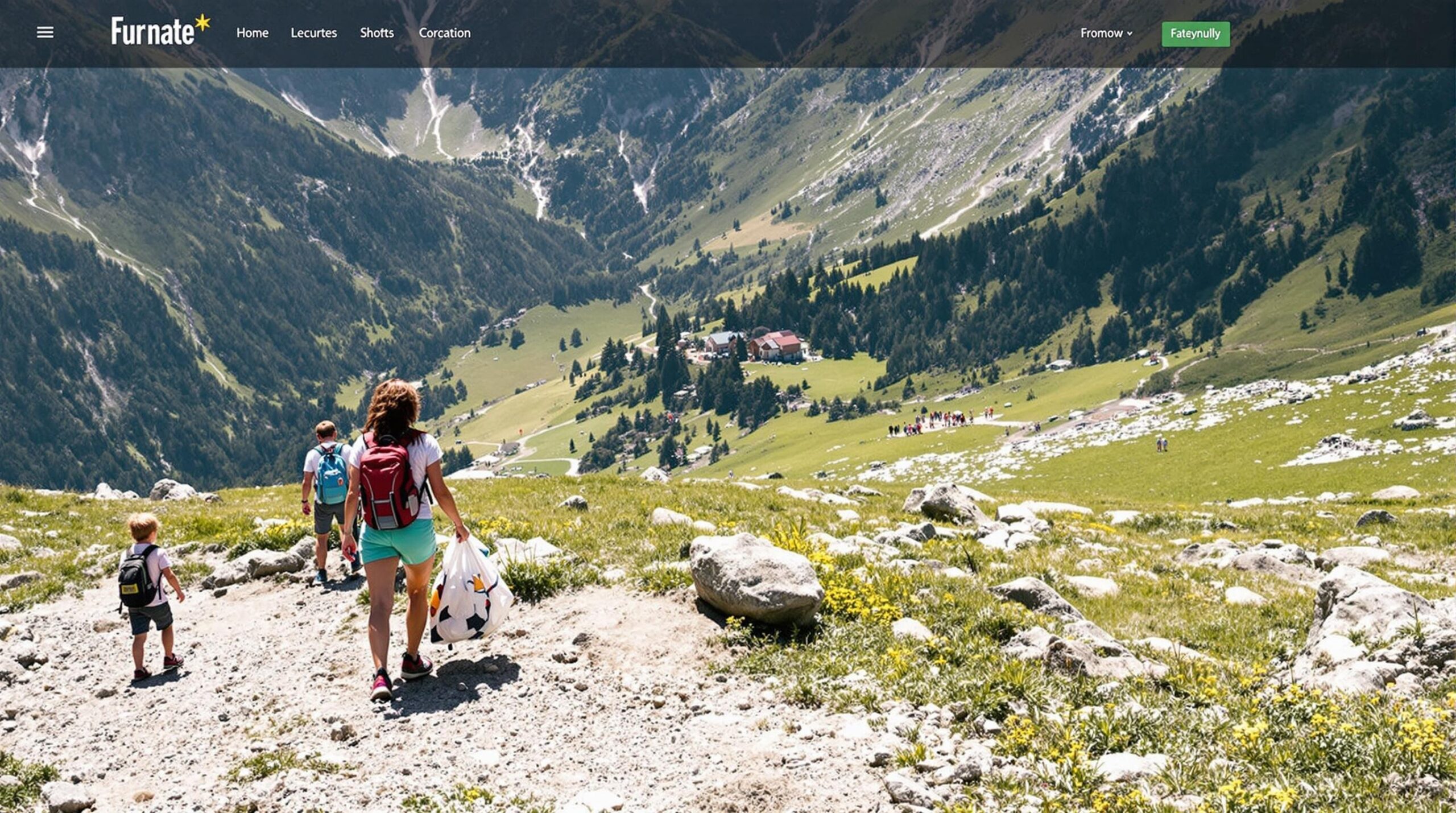vacances en montagne : panorama estival d'une chaîne montagneuse avec ciel bleu
