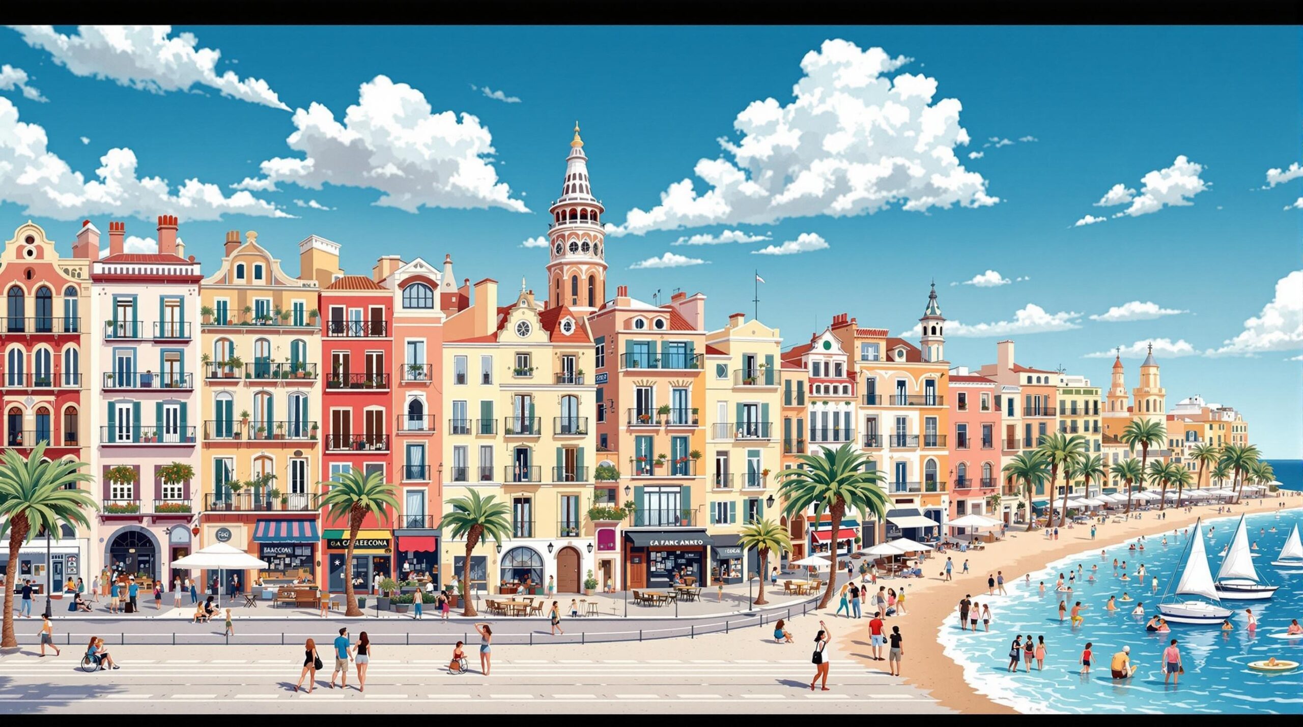 logement vacances Barcelone : vue sur des logements typiques à Barcelone avec ses rues et architectures caractéristiques