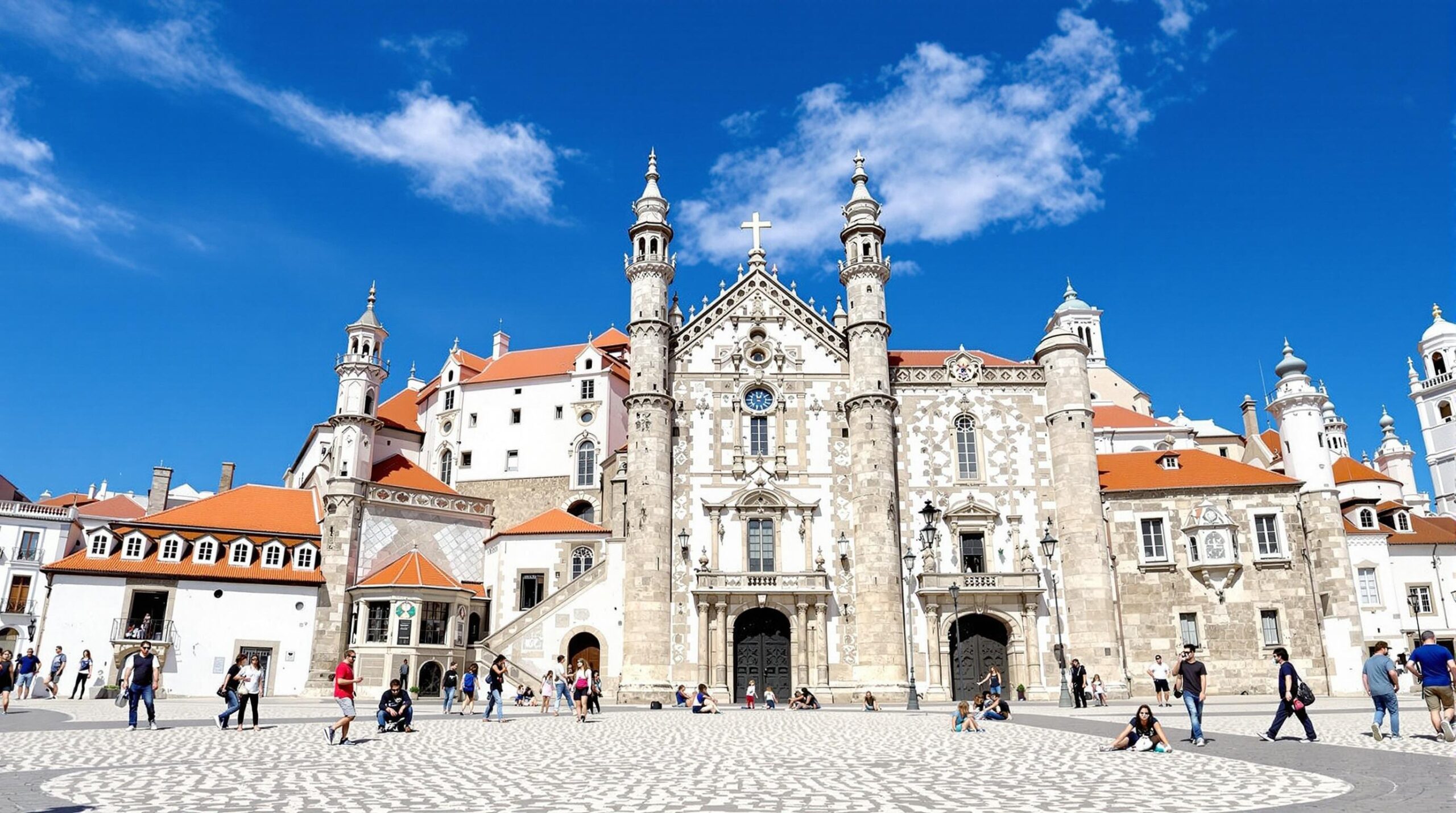 Portugal : paysage côtier avec une ville portugaise entre mer et montagnes