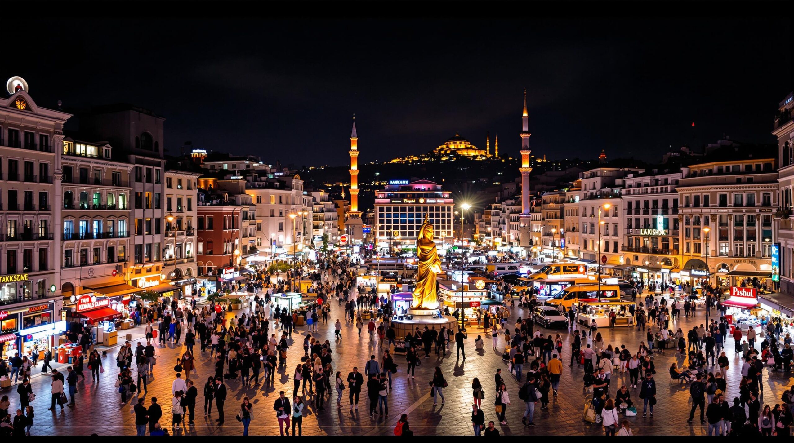 logement Istanbul : vue panoramique sur le quartier de Taksim avec ses lumières et ambiance dynamique