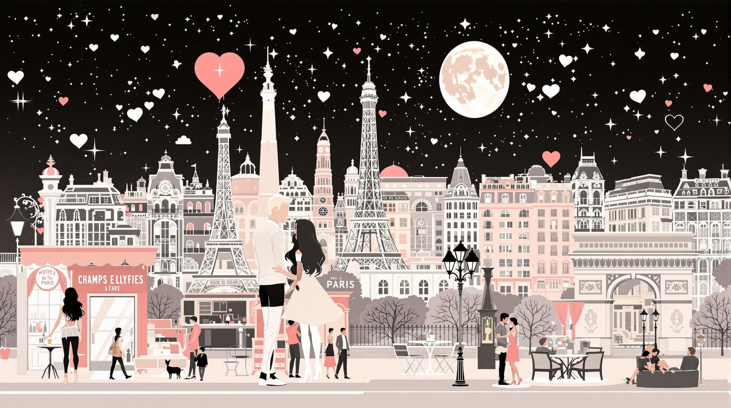 séjour romantique Paris : couple profitant d'une vue sur la Tour Eiffel depuis un hôtel luxueux dans le 8e arrondissement