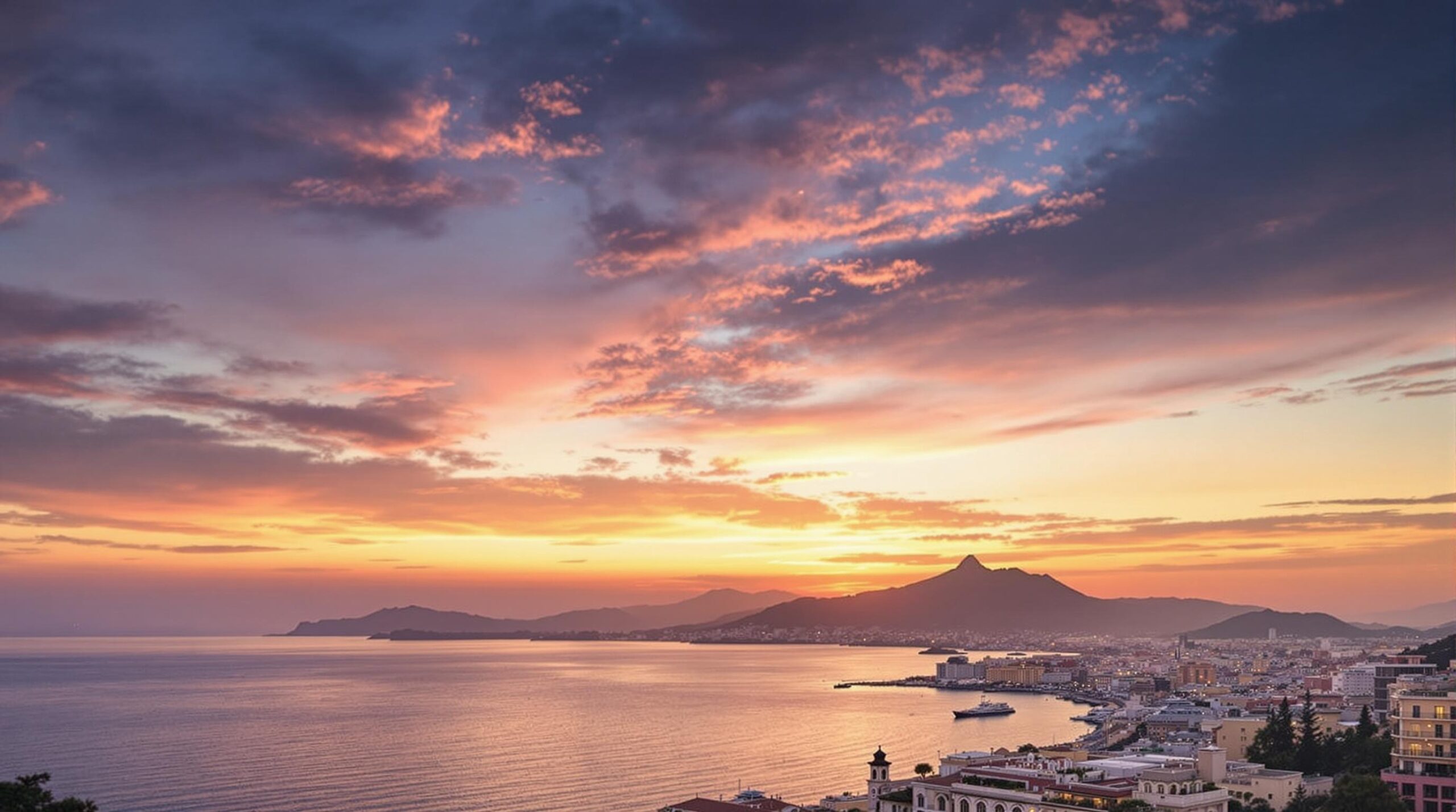hôtel Naples : vue panoramique sur un hôtel de luxe avec le Vésuve en arrière-plan