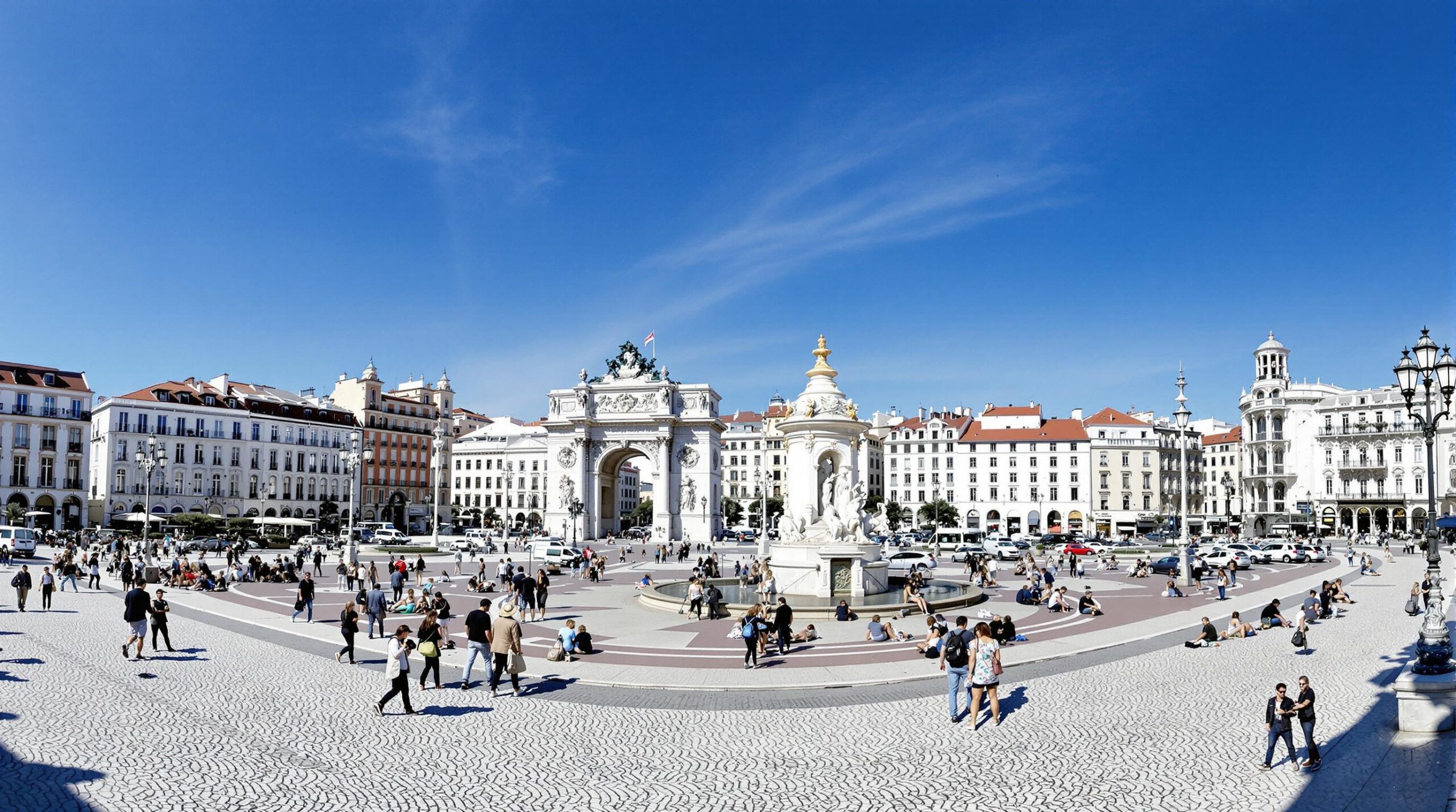 Lisbonne à pied : vue panoramique sur le centre historique de Lisbonne avec l'ascenseur de Santa Justa