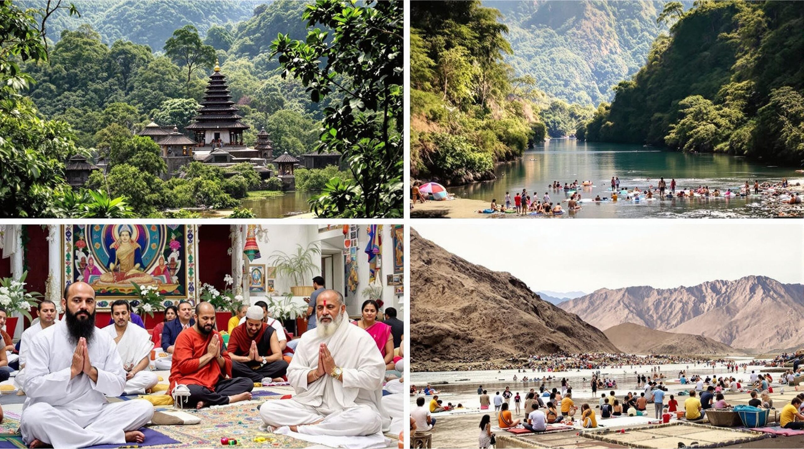 voyage spirituel : méditant contemplant un paysage naturel paisible