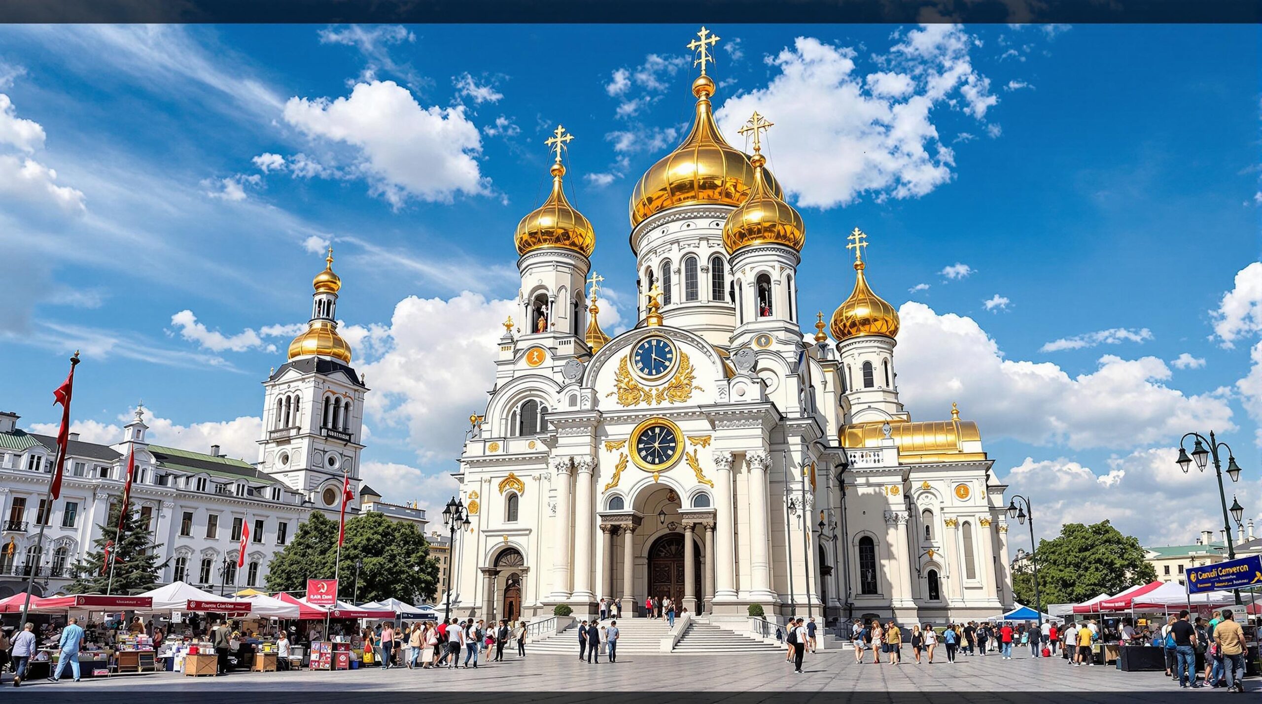 monuments de Sofia : vue de la cathédrale Alexandre Nevski avec ses dômes dorés
