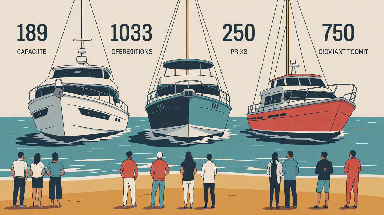 Croisiere Lombok Flores comparatif visuel bateaux capacite prix