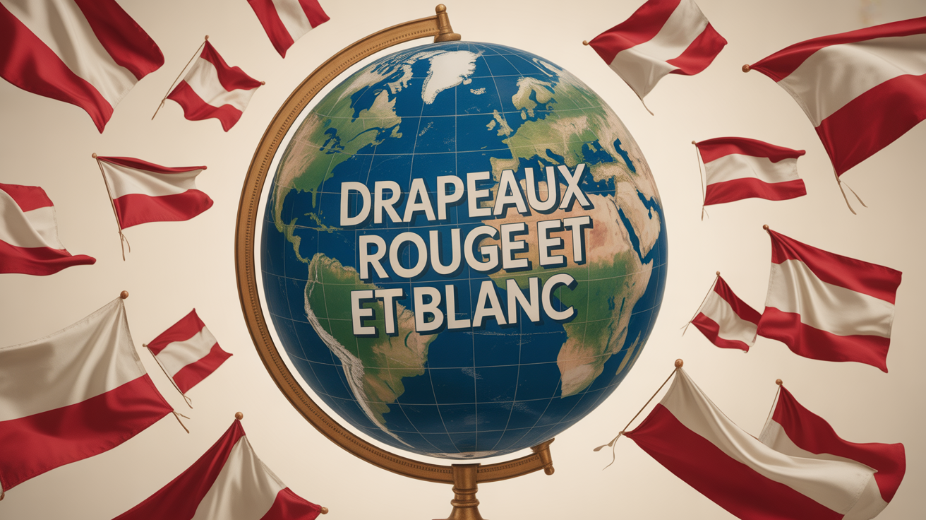 illustration globe avec drapeaux rouge et blanc