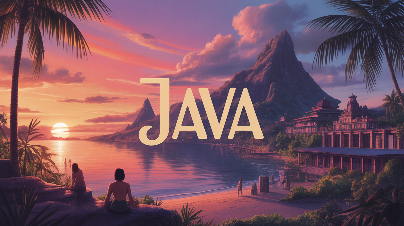 Paysage Java volcan riziere temple marche