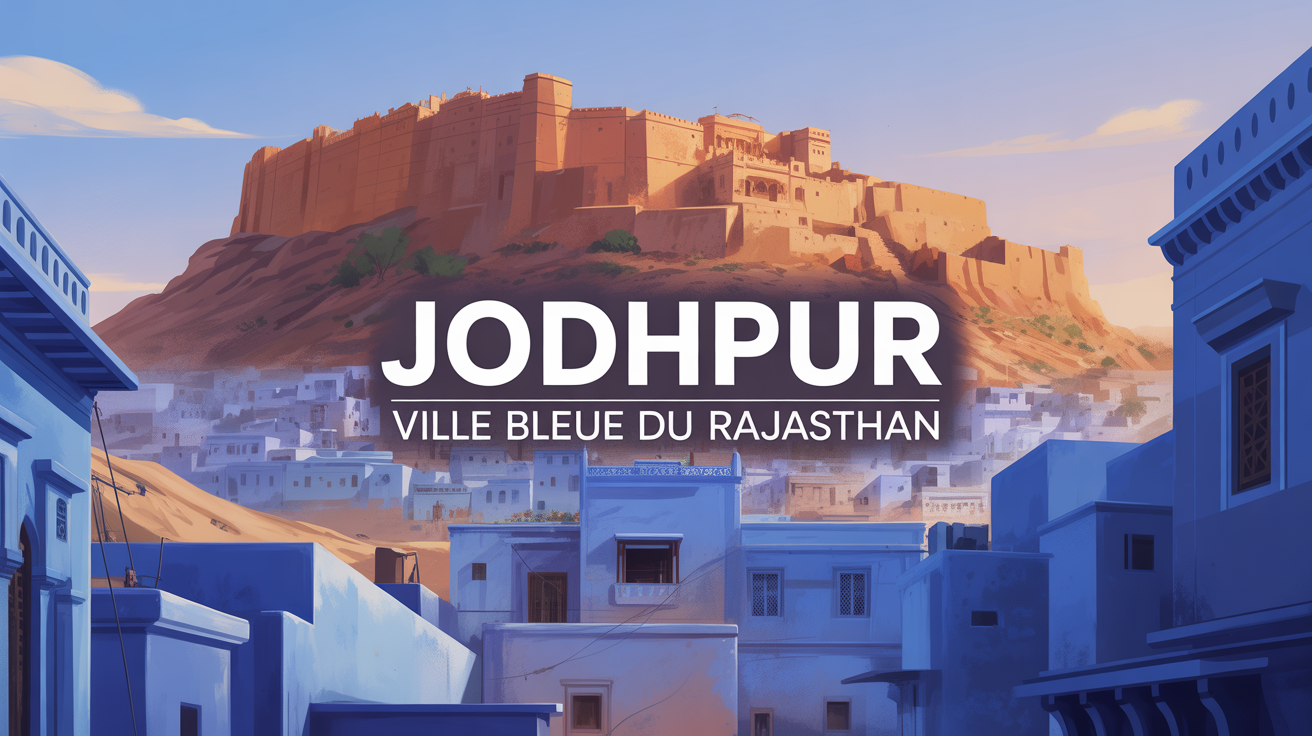 Illustration ville bleue Jodhpur Rajasthan vue aérienne