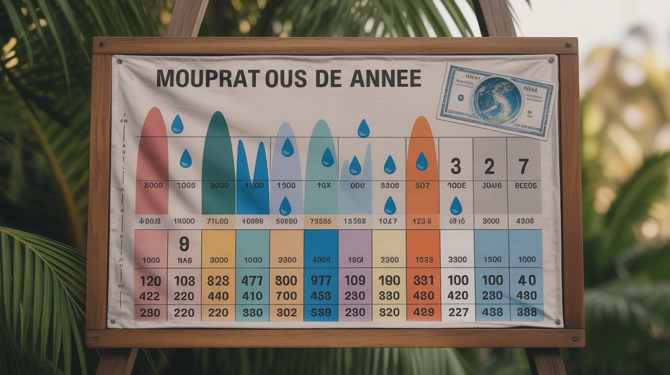 Tableau météo saison à Bali, températures et affluence