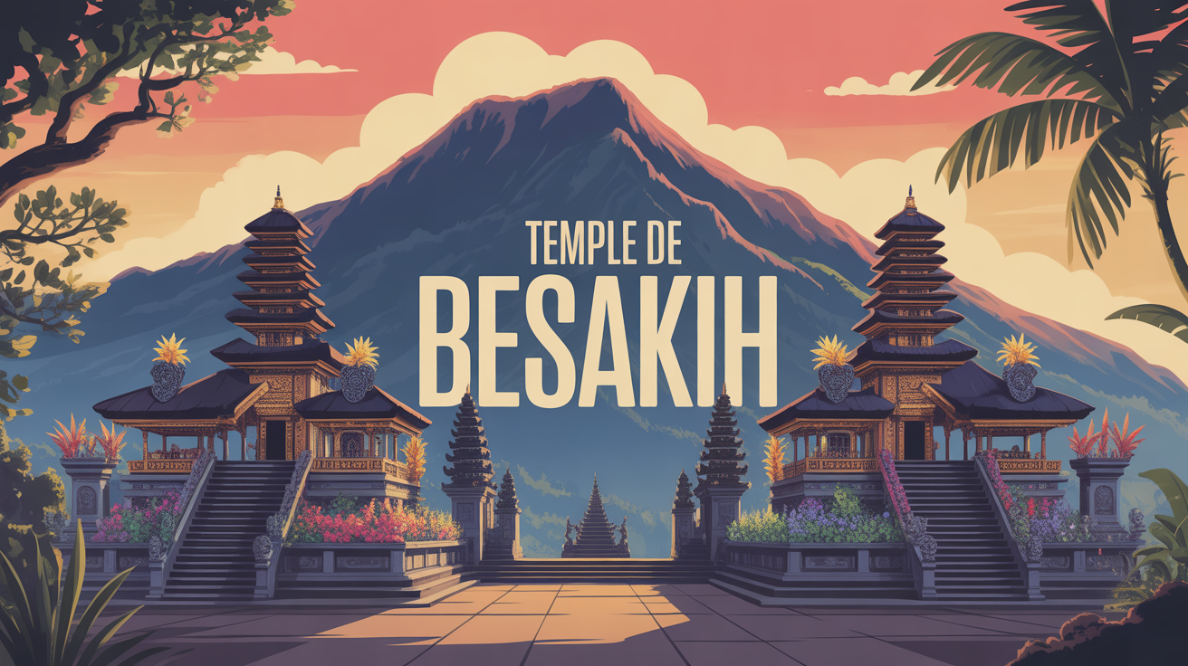 Illustration temple de Besakih Bali mont Agung encens