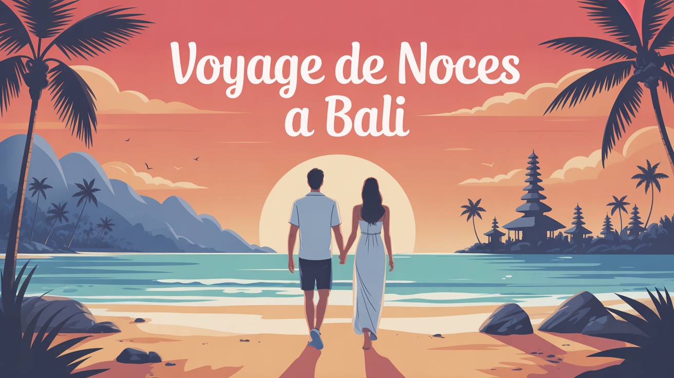 couple marche plage bali coucher de soleil