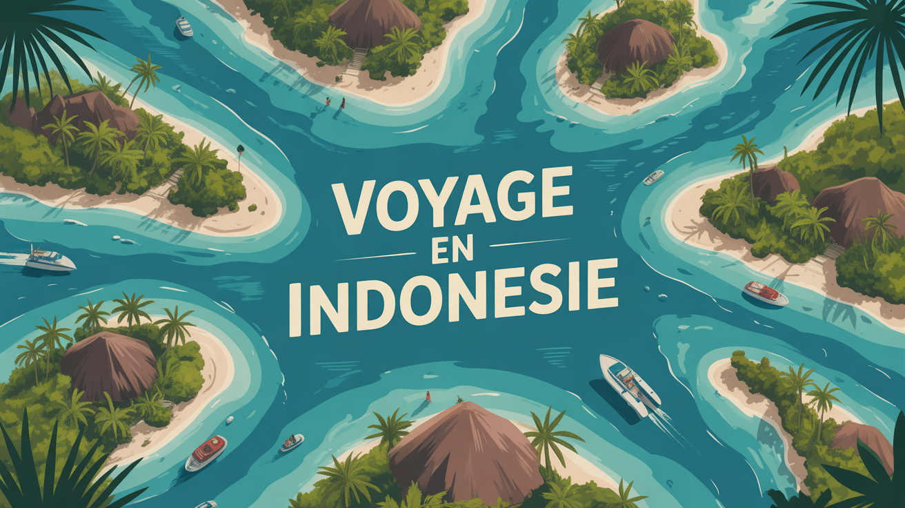 Archipel d'Indonesie vu du ciel, iles tropicales, aventure