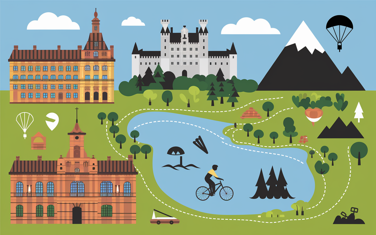 Plan stylisé circuit trois jours Annecy vélo vieille ville lac