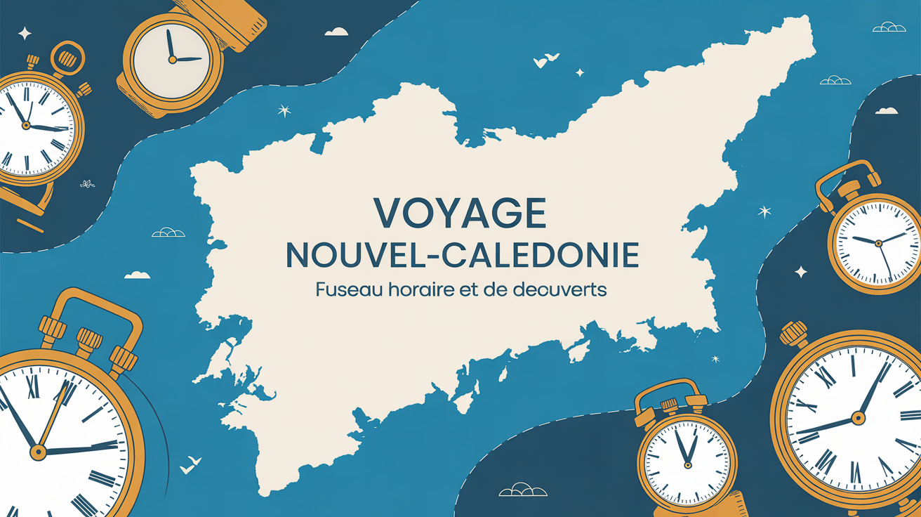 Carte stylisee fuseau horaire Nouvelle Caledonie