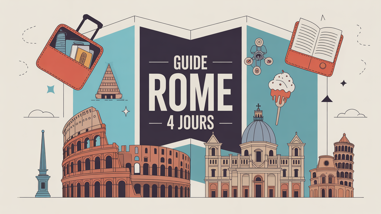 Illustration carte Rome et icons touristiques