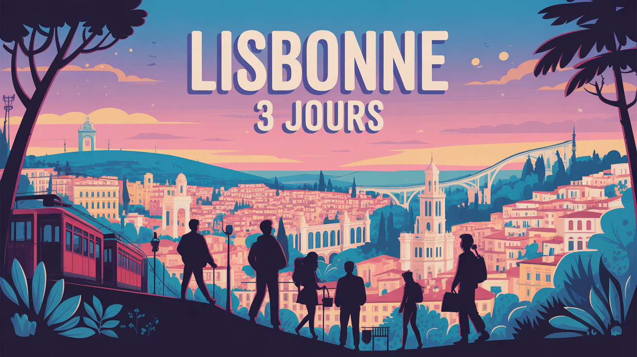 Illustration panoramique Lisbonne city trip aventure
