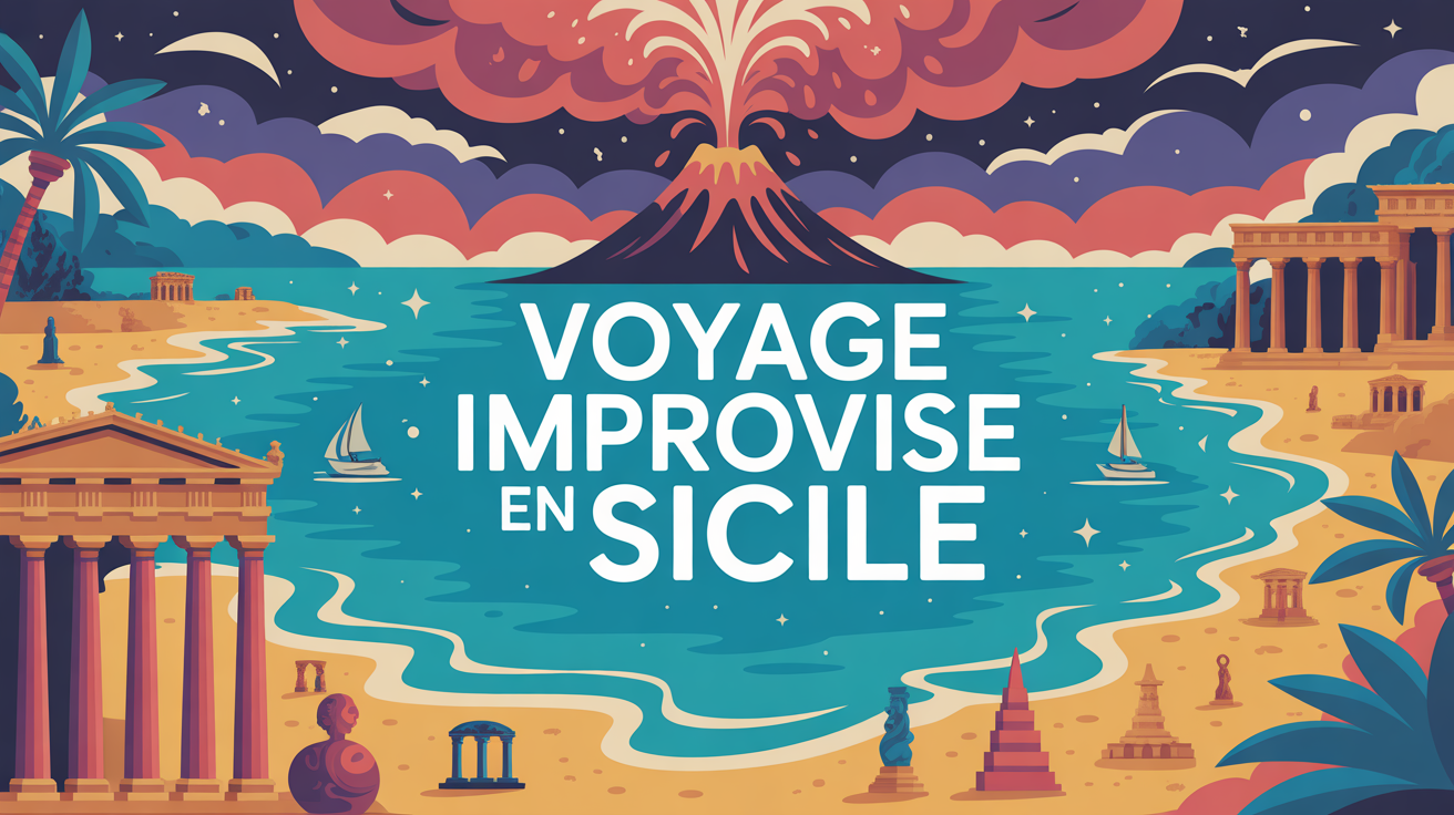 Illustration Sicile volcan plages temples baroques