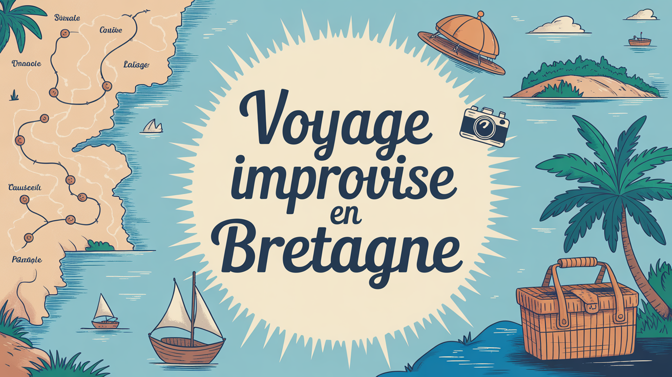 voyage improvisé en Bretagne carte dessinée avec itinéraire et paysages