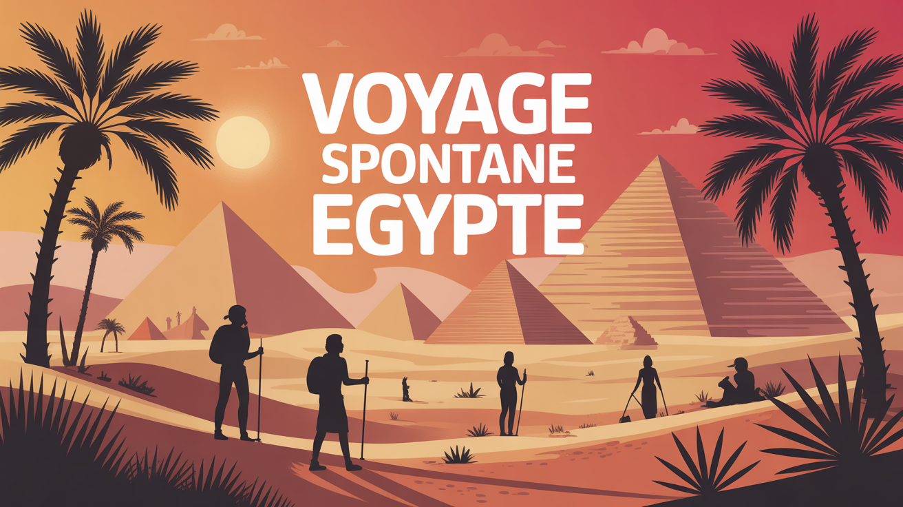 Illustration voyage spontané Egypte desert pyramides