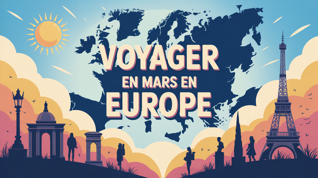 voyager en mars en europe illustration printemps monuments