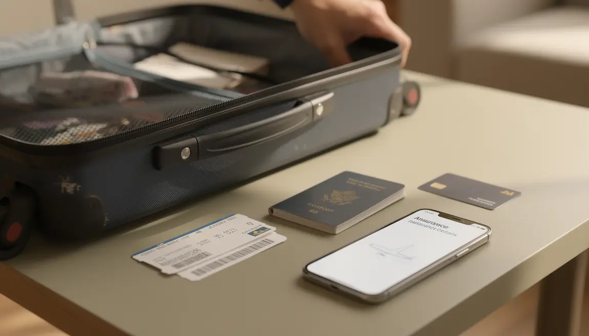 valise passeport smartphone contrat assurance voyage economique