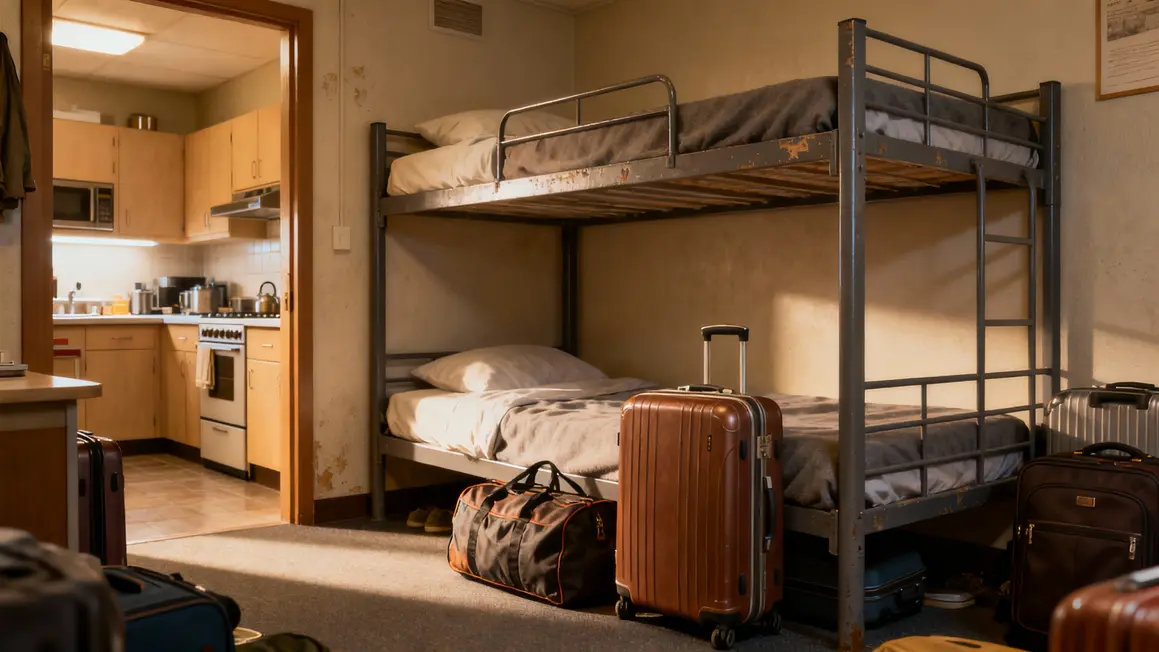 Lit superposé valise cuisine commune hébergement pas cher