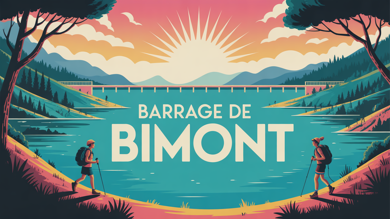 illustration affiche barrage de bimont provence vue panoramique