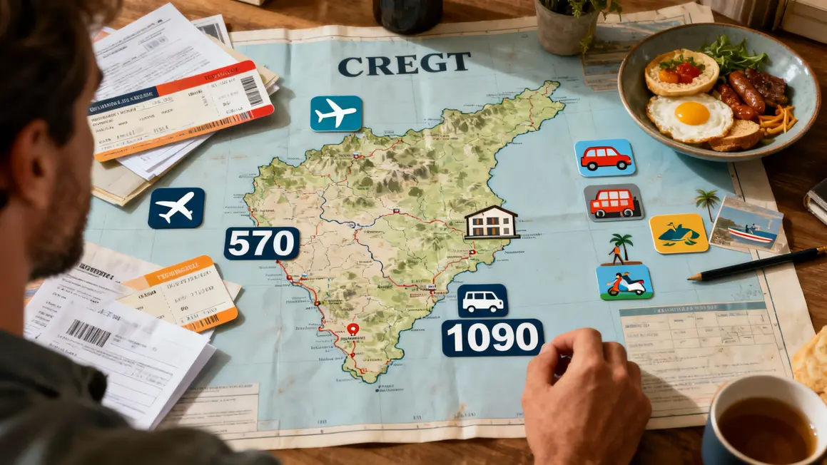 Tableau budget voyage Crète 570 à 1090 euros