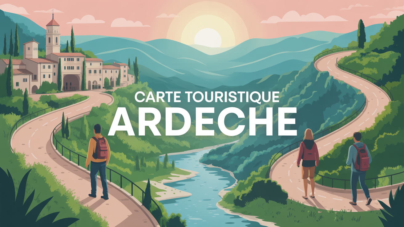 Carte touristique Ardèche avec routes et villages