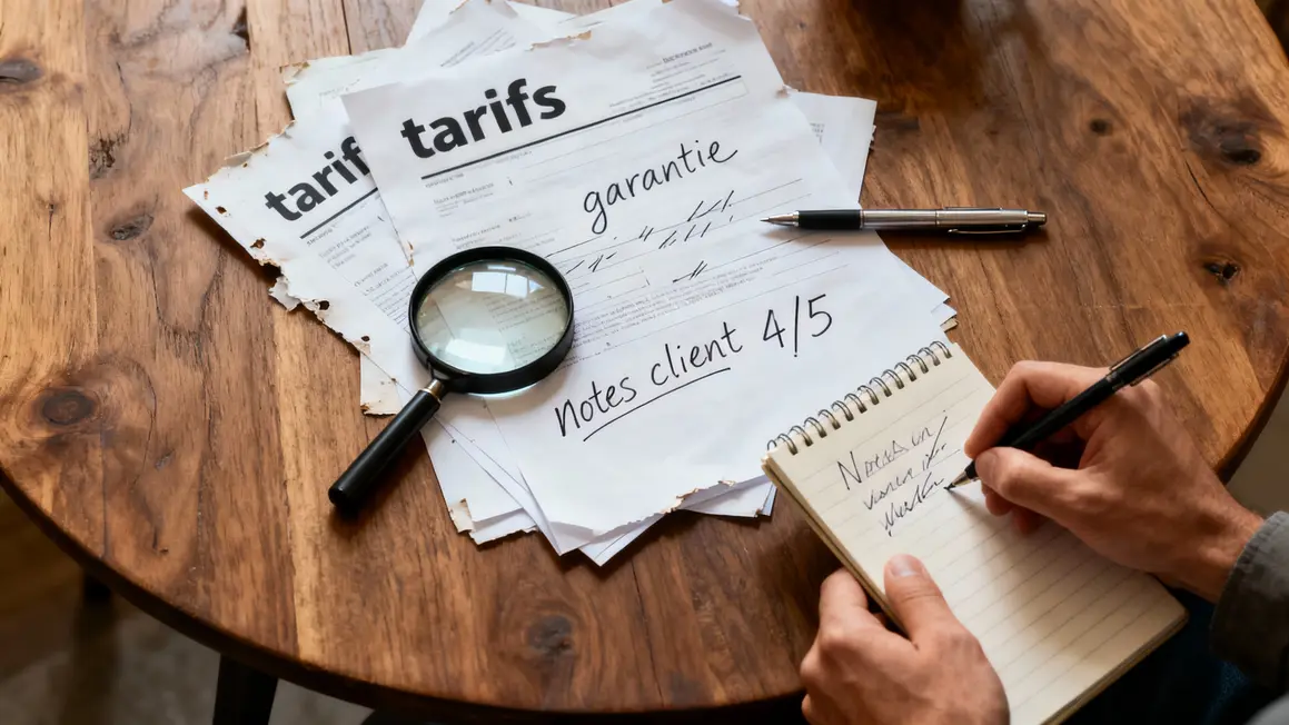 Tableau comparatif critères agence voyage économique