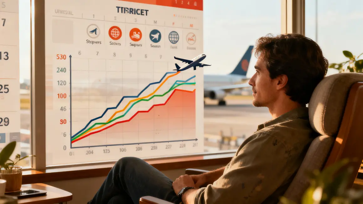 Graphique fluctuation prix billet avion bon marché