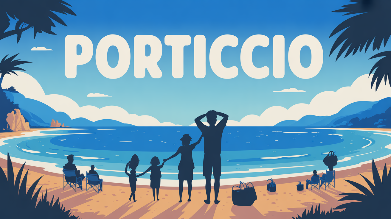 Porticcio plage sable famille vue sur mer