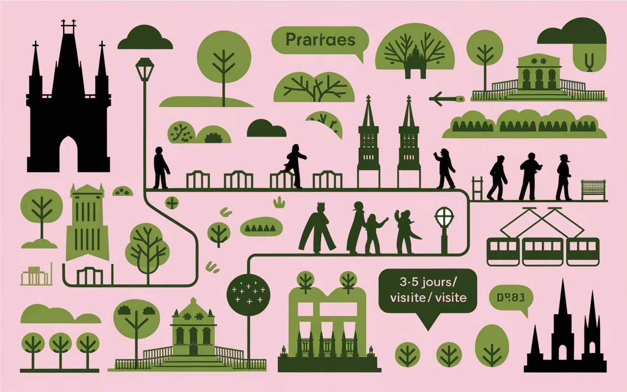 Carte stylisée Prague monuments itinéraire découverte