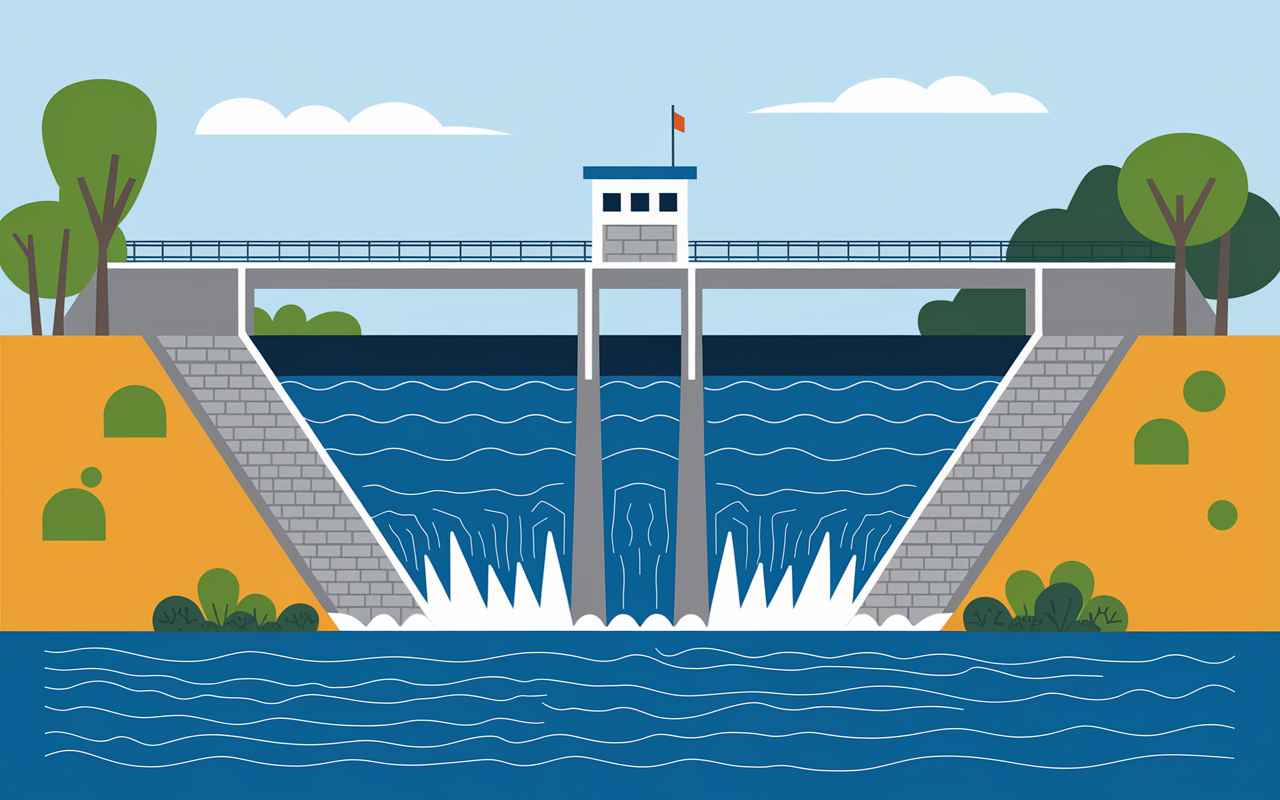 schema technique barrage de bimont coupe voûte et volume d’eau
