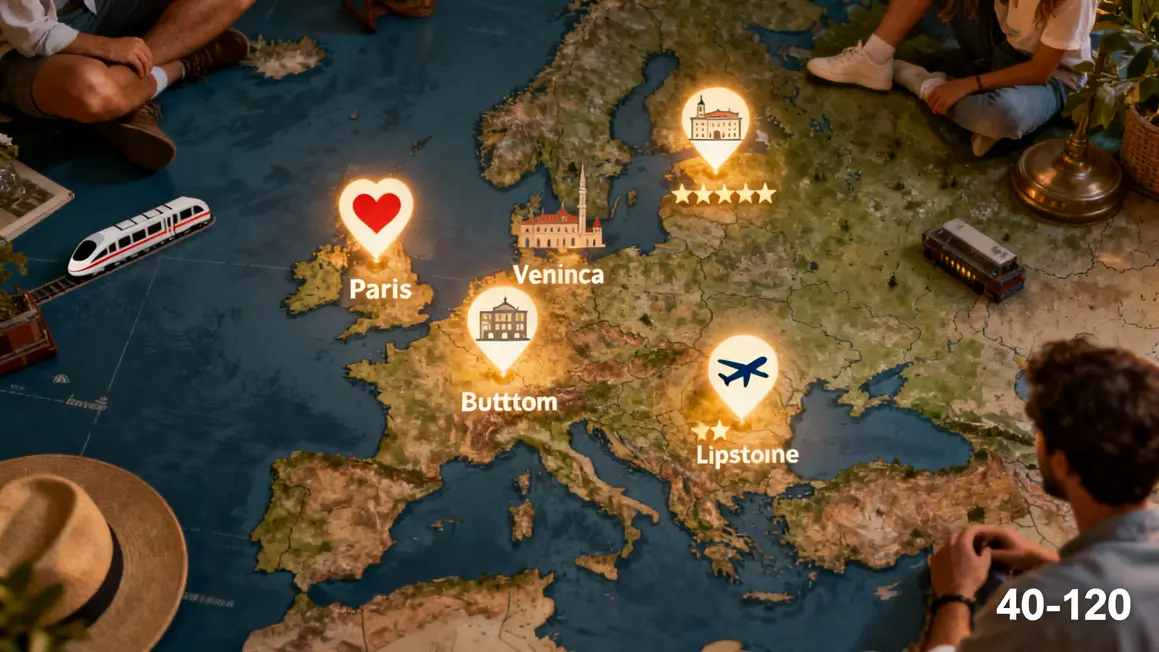 Carte Europe destinations romantiques petit prix