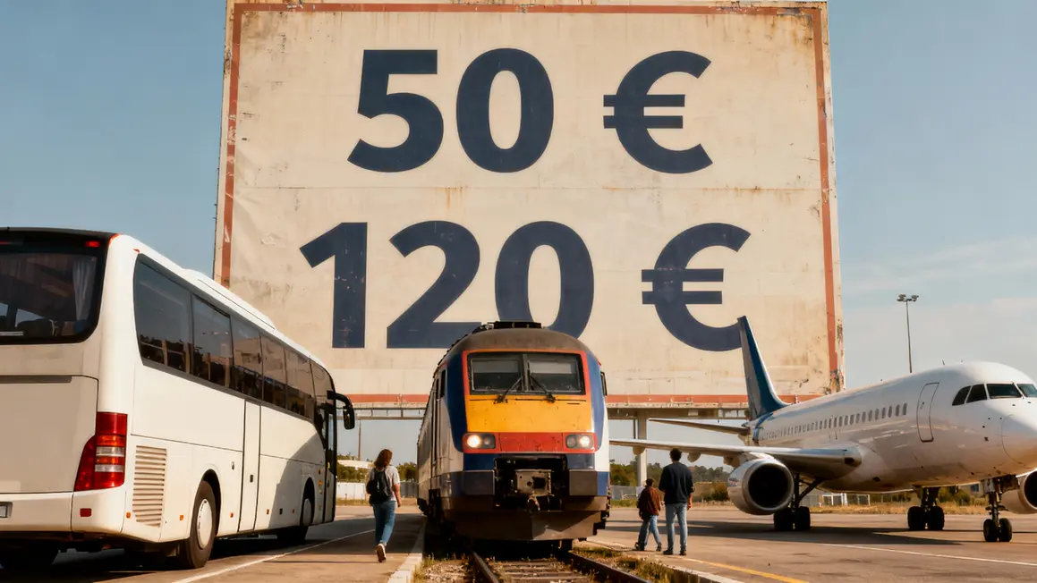 Comparatif prix bus train avion, ambiance neutre