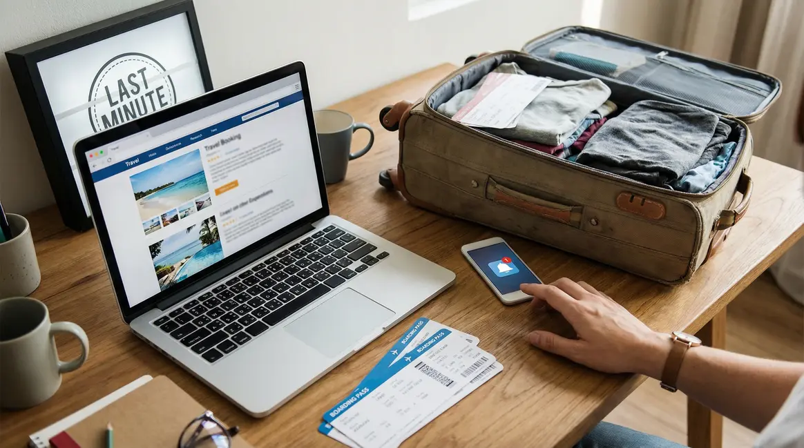 ordinateur valise billets avion promo départ dernière minute