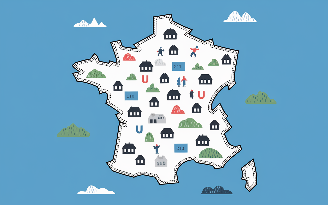 carte ville en u français villages zoom