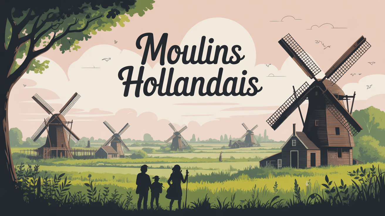 illustration campagne hollandais moulin