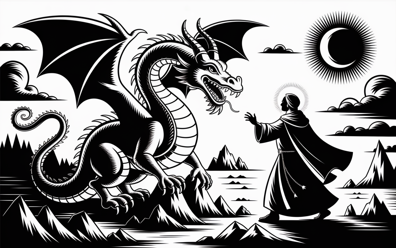 dragon de landunvez stylisé, saint en silhouette