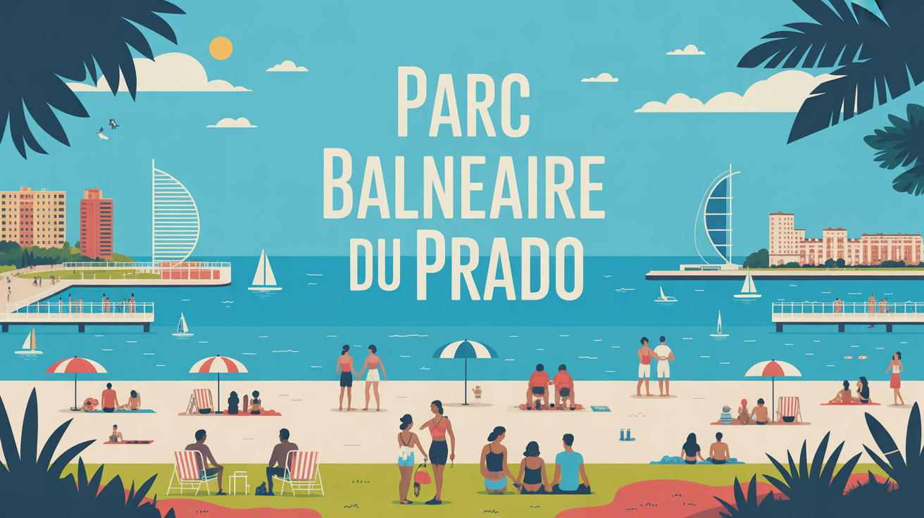 Illustration du parc balnéaire du Prado ambiance été