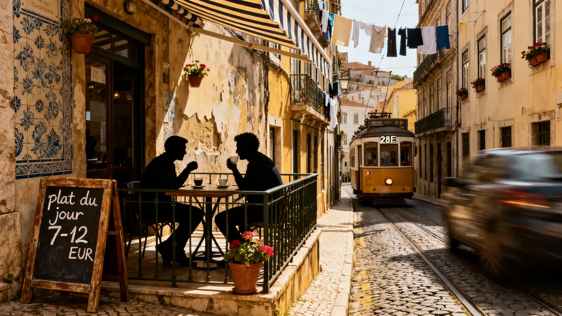 Repas typique Portugal économique restaurant terrasse