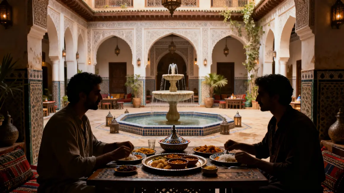 patio de riad marocain économique repas budget