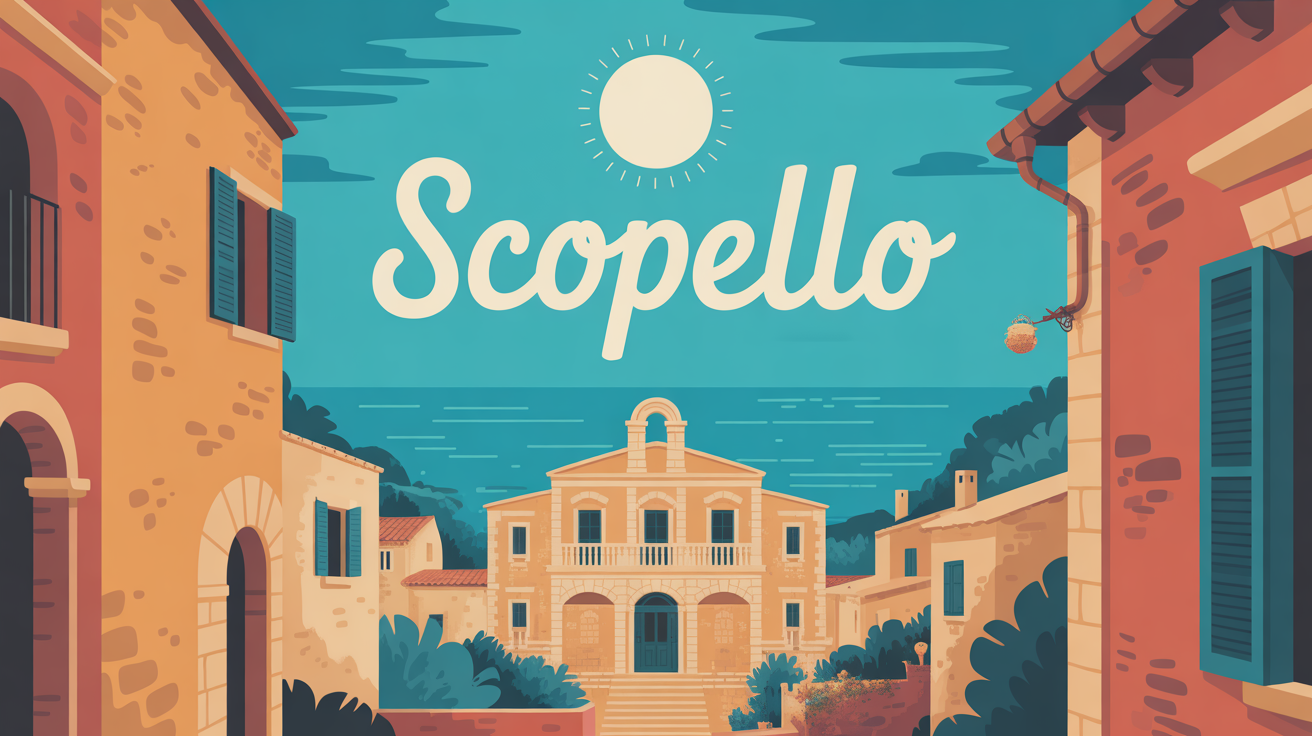 Illustration village scopello mediterraneen