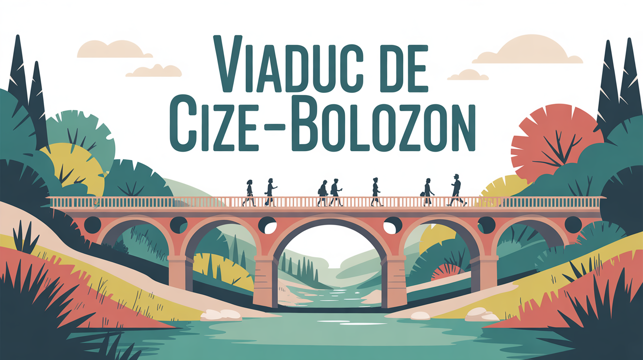 viaduc de cize stylise au centre du paysage